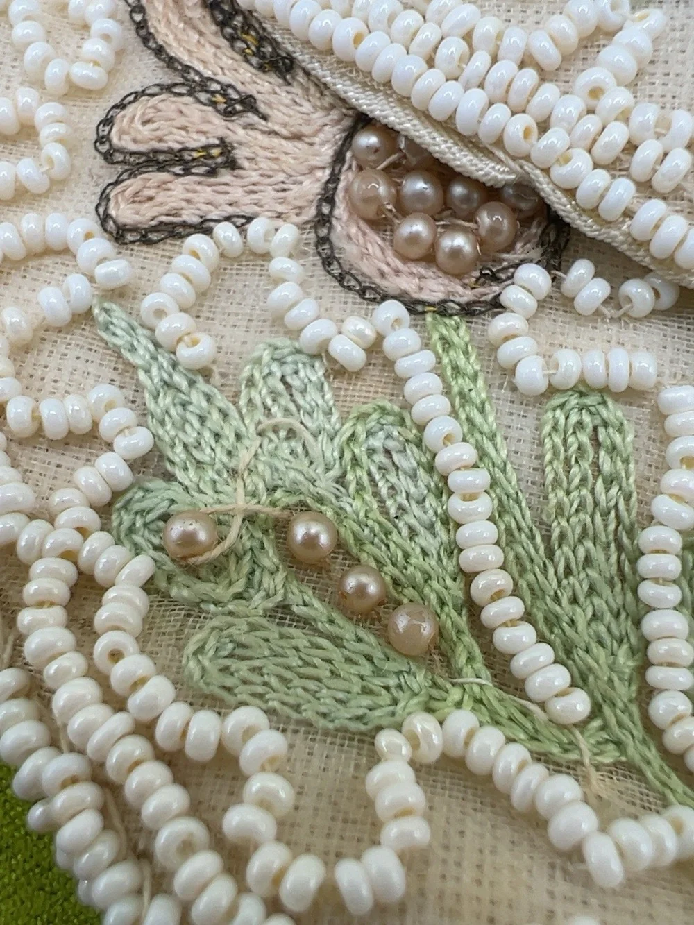 Antique 20s 30s Art Deco Handmade In Belgian Beaded Embroidered Clutch Purse